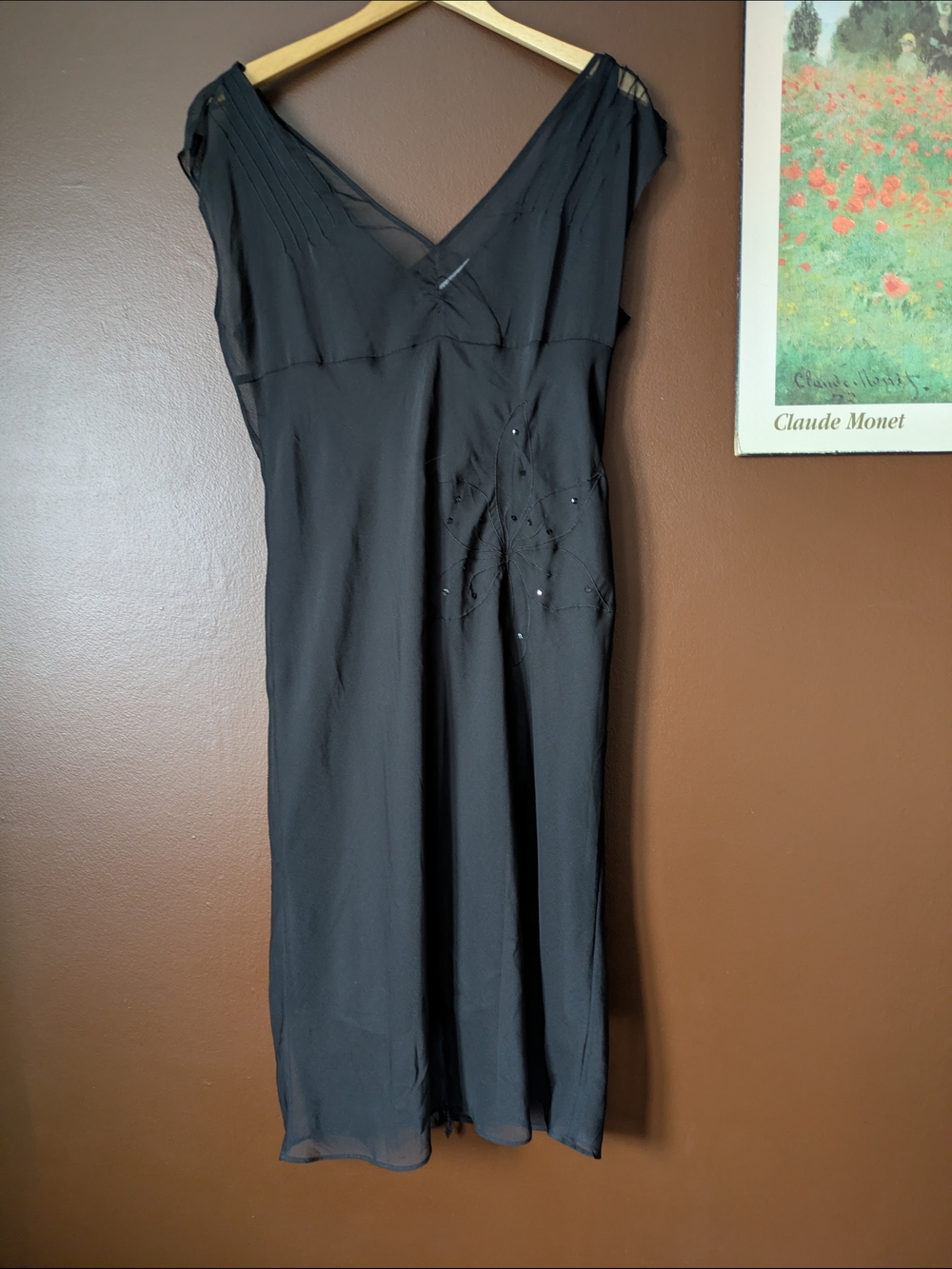 Vintage Beaded Black Midi Dress